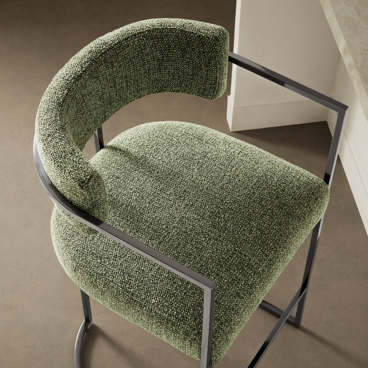 Olyra Fabric Counter Stool, Silver & Leaf