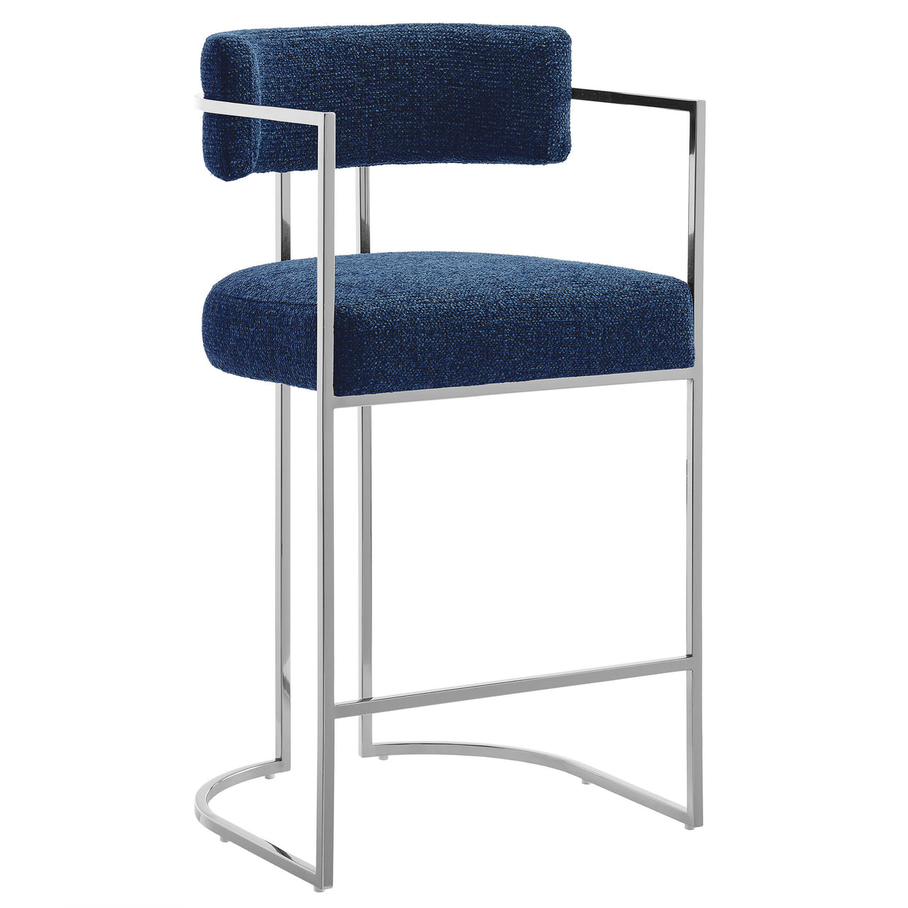 Olyra Fabric Counter Stool, Silver & Navy