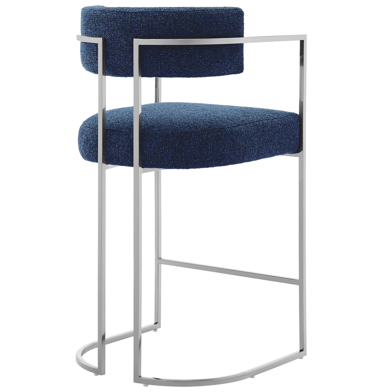 Olyra Fabric Counter Stool, Silver & Navy