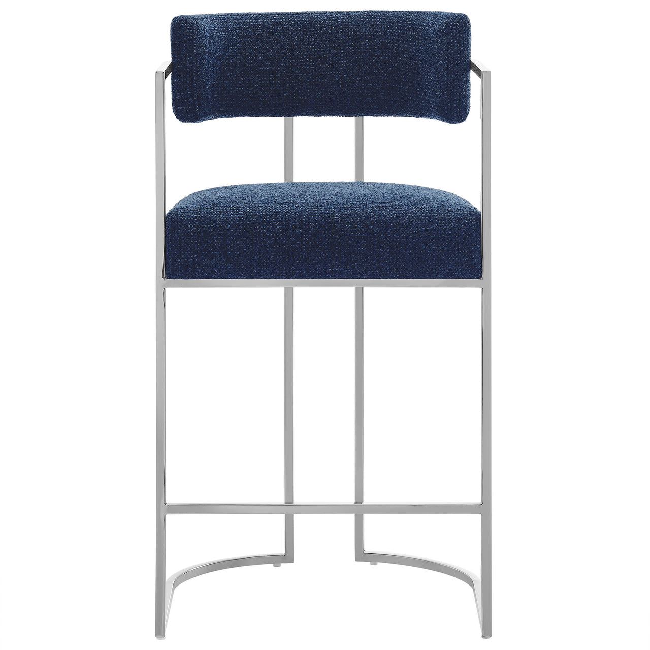 Olyra Fabric Counter Stool, Silver & Navy