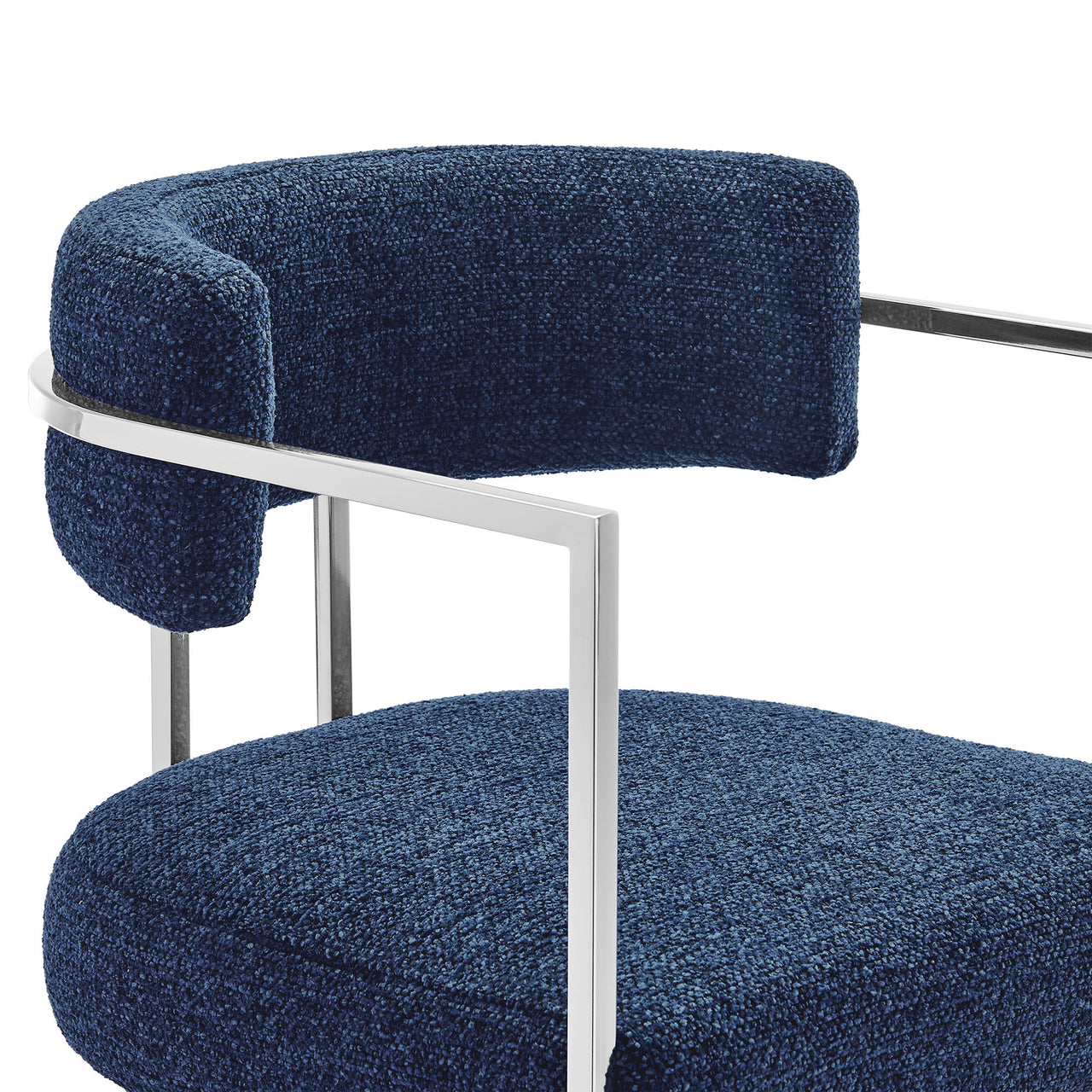 Olyra Fabric Counter Stool, Silver & Navy