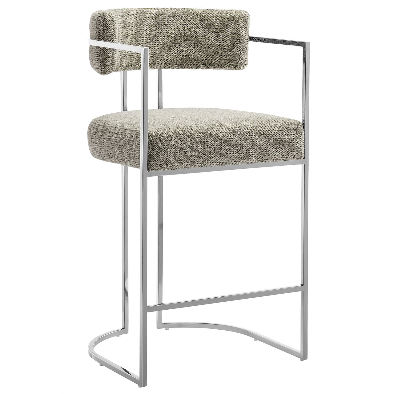 Olyra Fabric Counter Stool, Silver & Light Gray