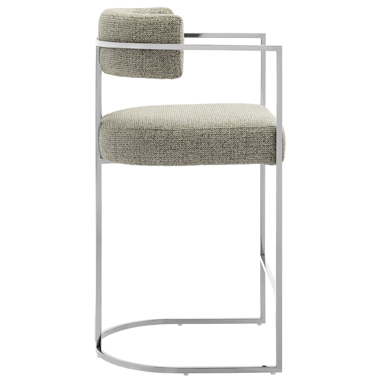 Olyra Fabric Counter Stool, Silver & Light Gray