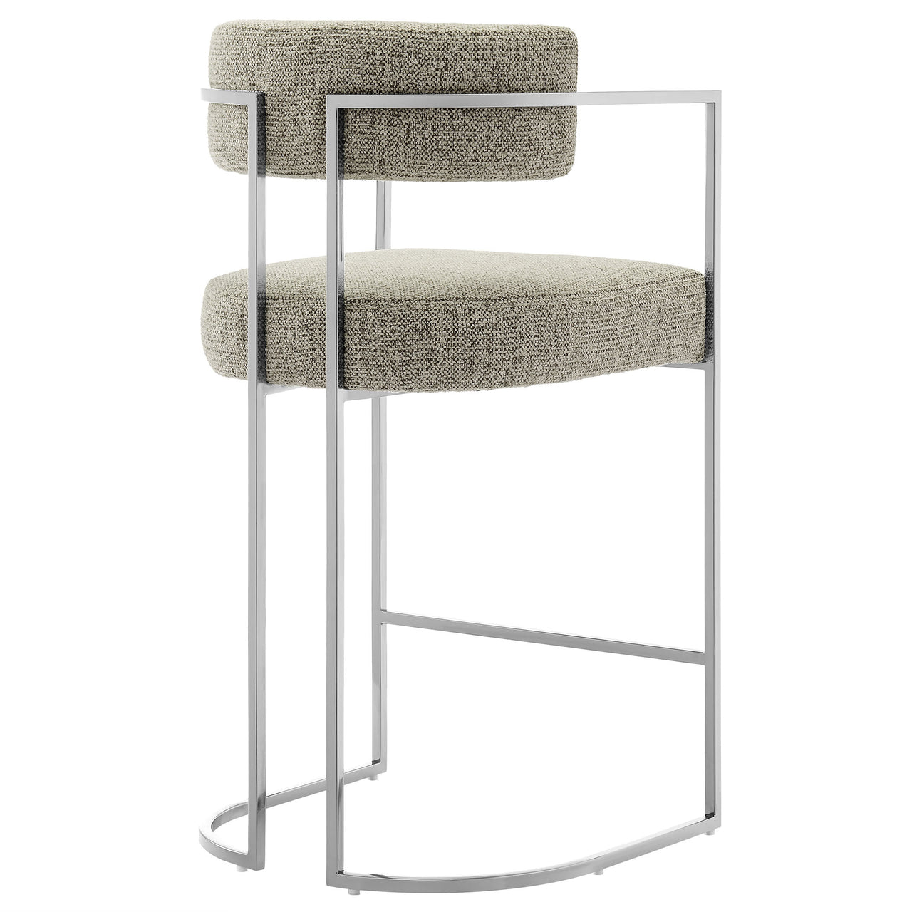 Olyra Fabric Counter Stool, Silver & Light Gray