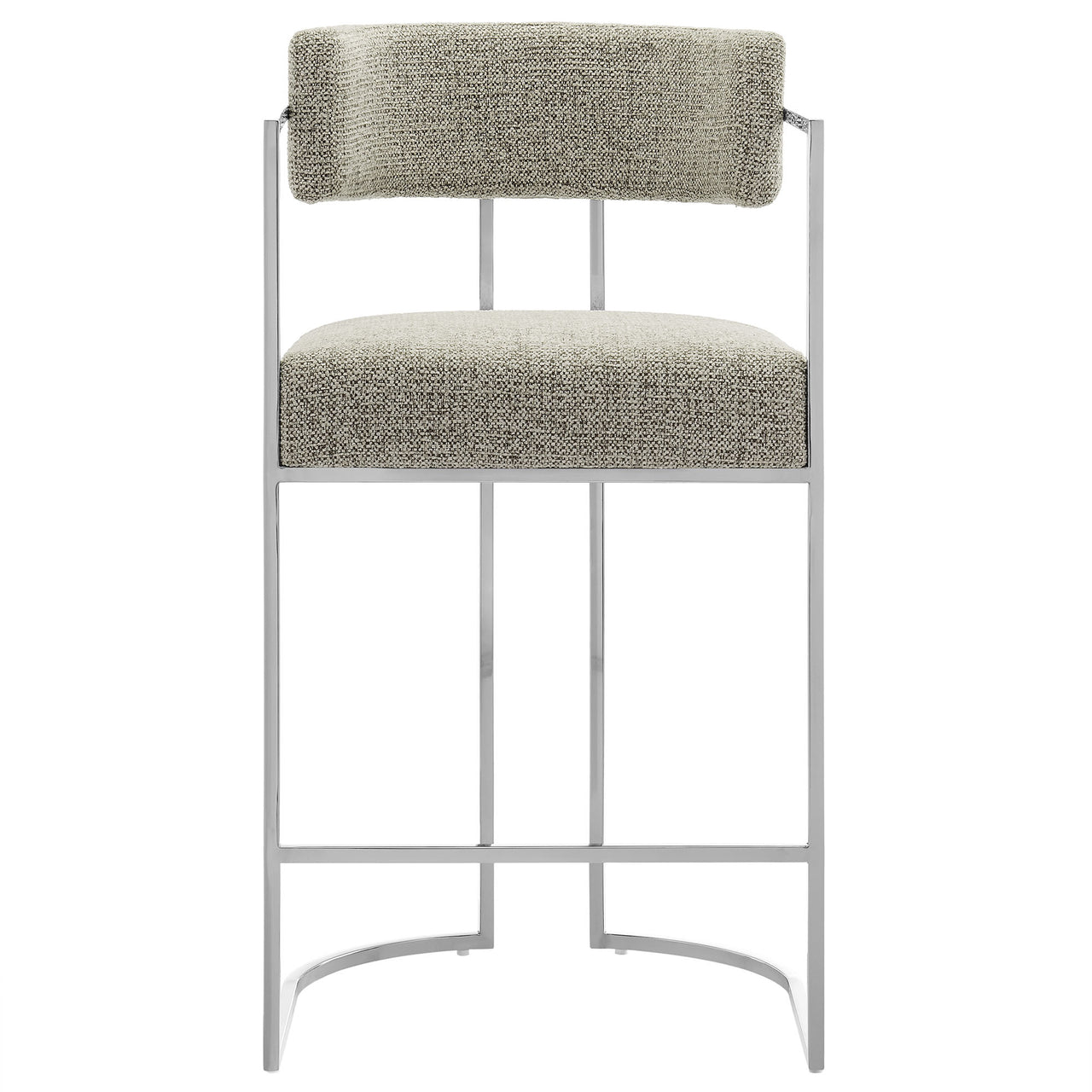 Olyra Fabric Counter Stool, Silver & Light Gray