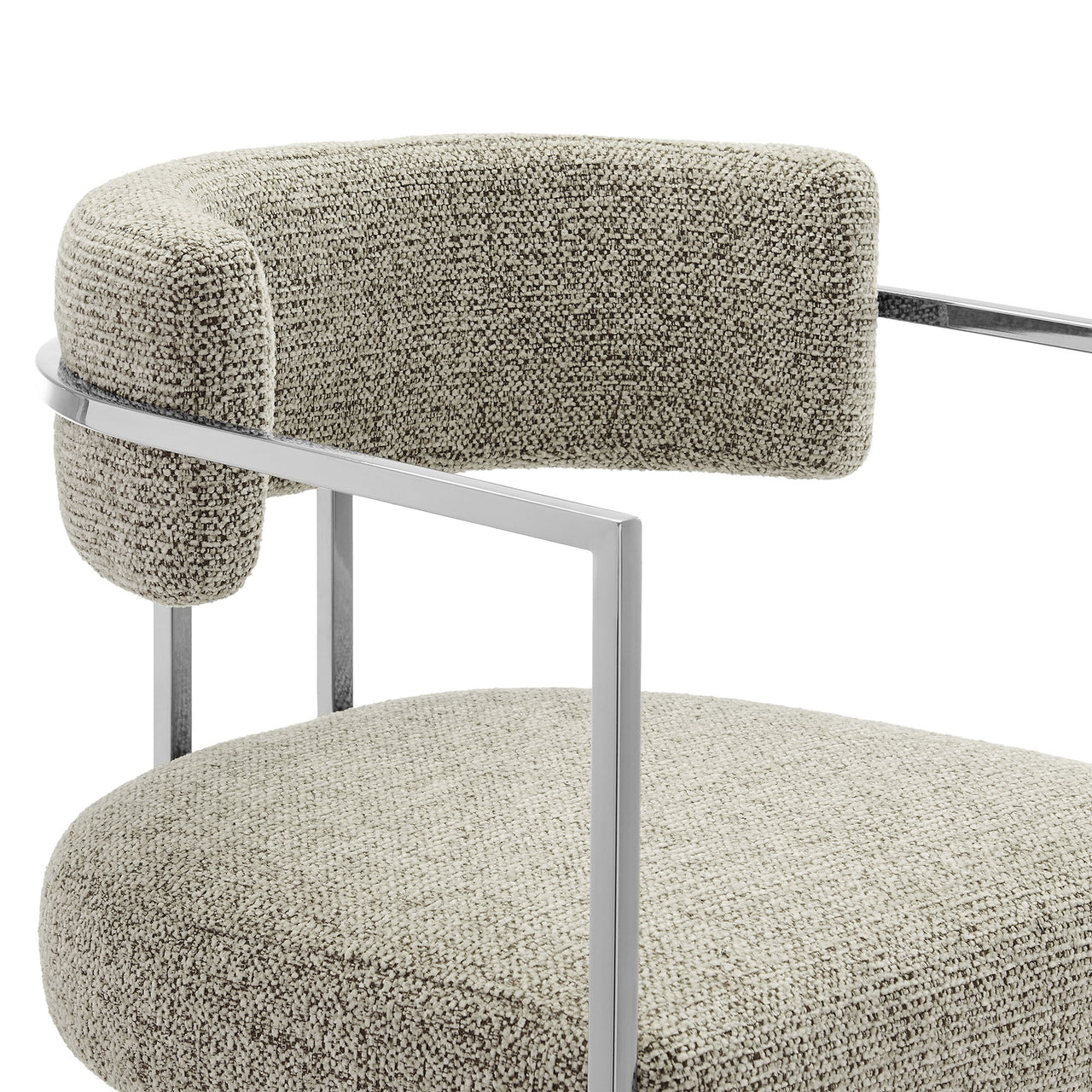 Olyra Fabric Counter Stool, Silver & Light Gray