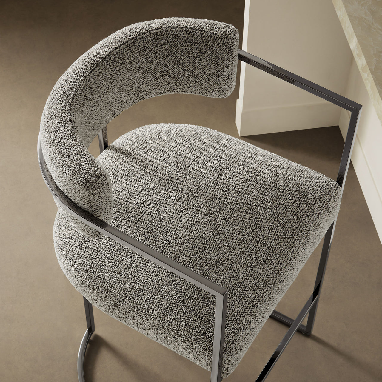 Olyra Fabric Counter Stool, Silver & Light Gray