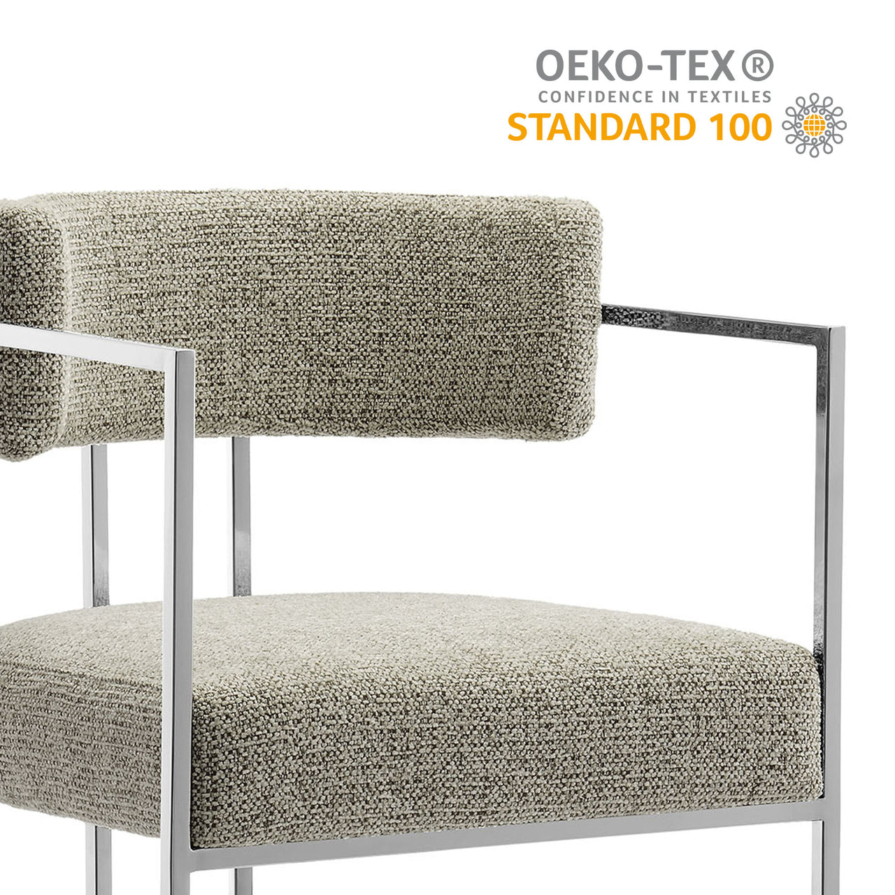 Olyra Fabric Counter Stool, Silver & Light Gray