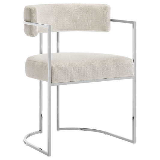 Olyra Fabric Dining Accent Chair, Silver & Cream