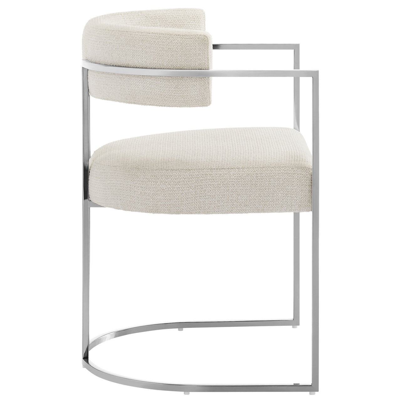 Olyra Fabric Dining Accent Chair, Silver & Cream