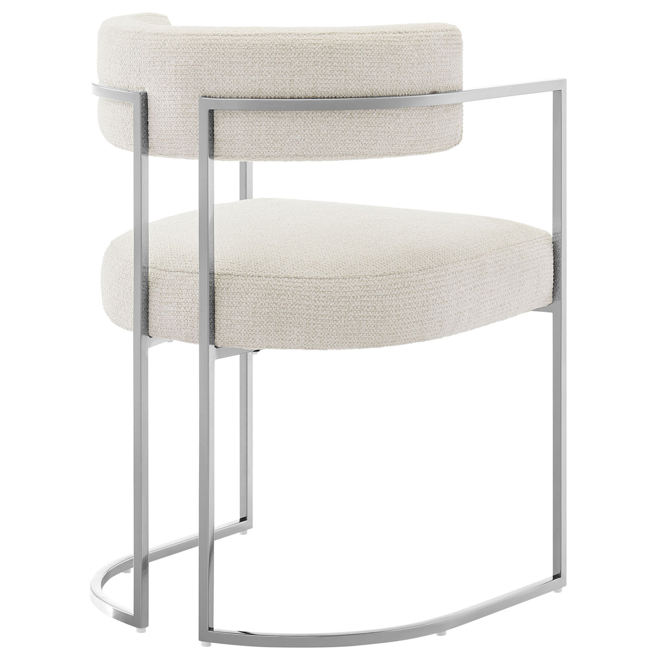 Olyra Fabric Dining Accent Chair, Silver & Cream