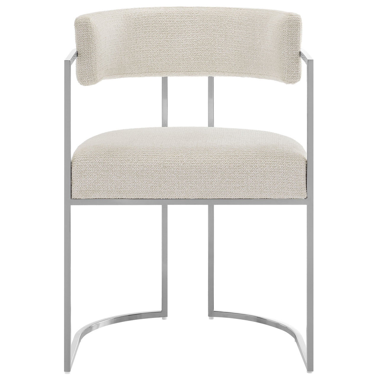 Olyra Fabric Dining Accent Chair, Silver & Cream