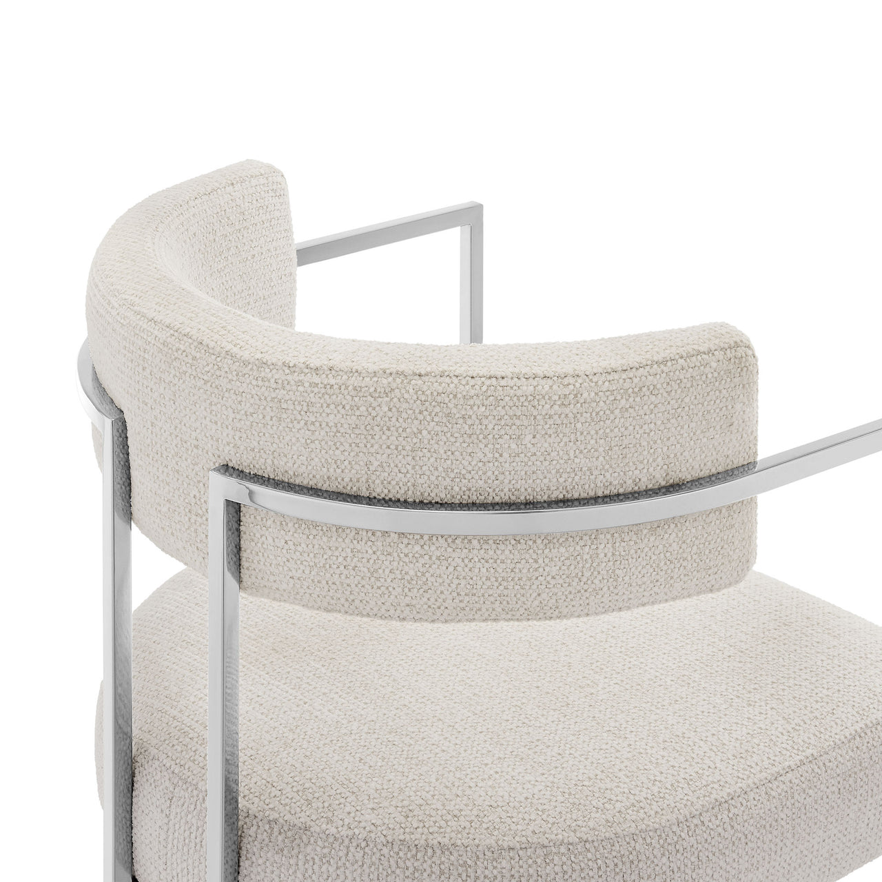 Olyra Fabric Dining Accent Chair, Silver & Cream