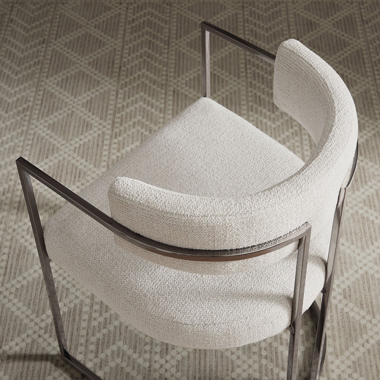 Olyra Fabric Dining Accent Chair, Silver & Cream
