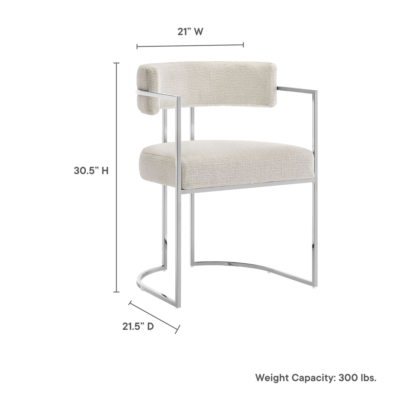 Olyra Fabric Dining Accent Chair, Silver & Cream