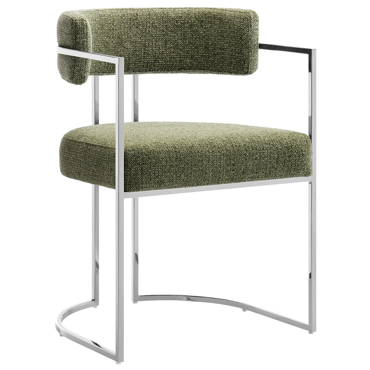 Olyra Fabric Dining Accent Chair, Silver & Leaf