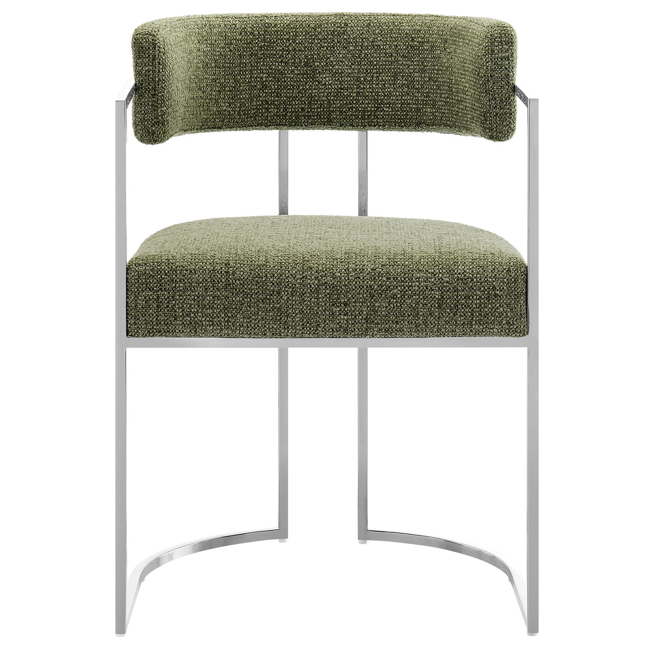 Olyra Fabric Dining Accent Chair, Silver & Leaf