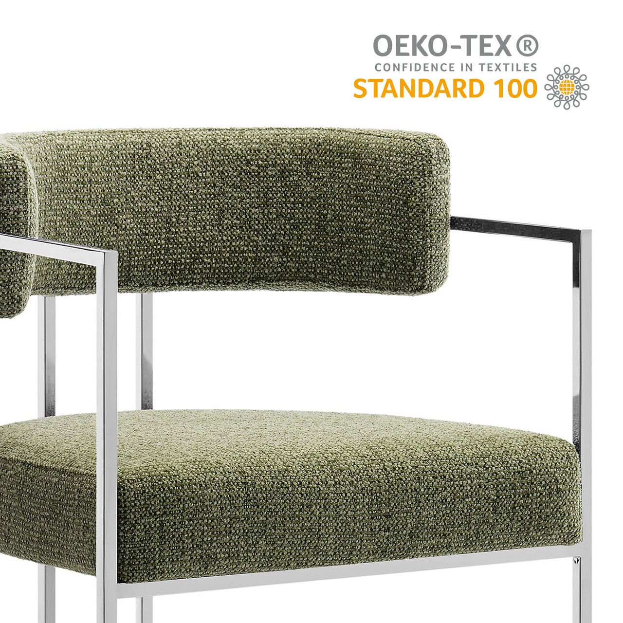 Olyra Fabric Dining Accent Chair, Silver & Leaf