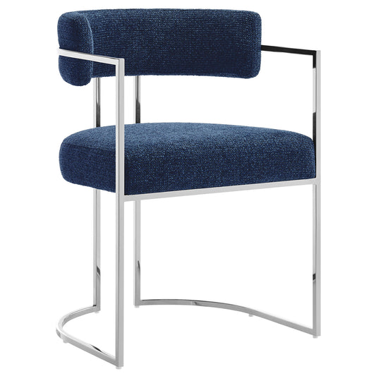 Olyra Fabric Dining Accent Chair, Silver & Navy