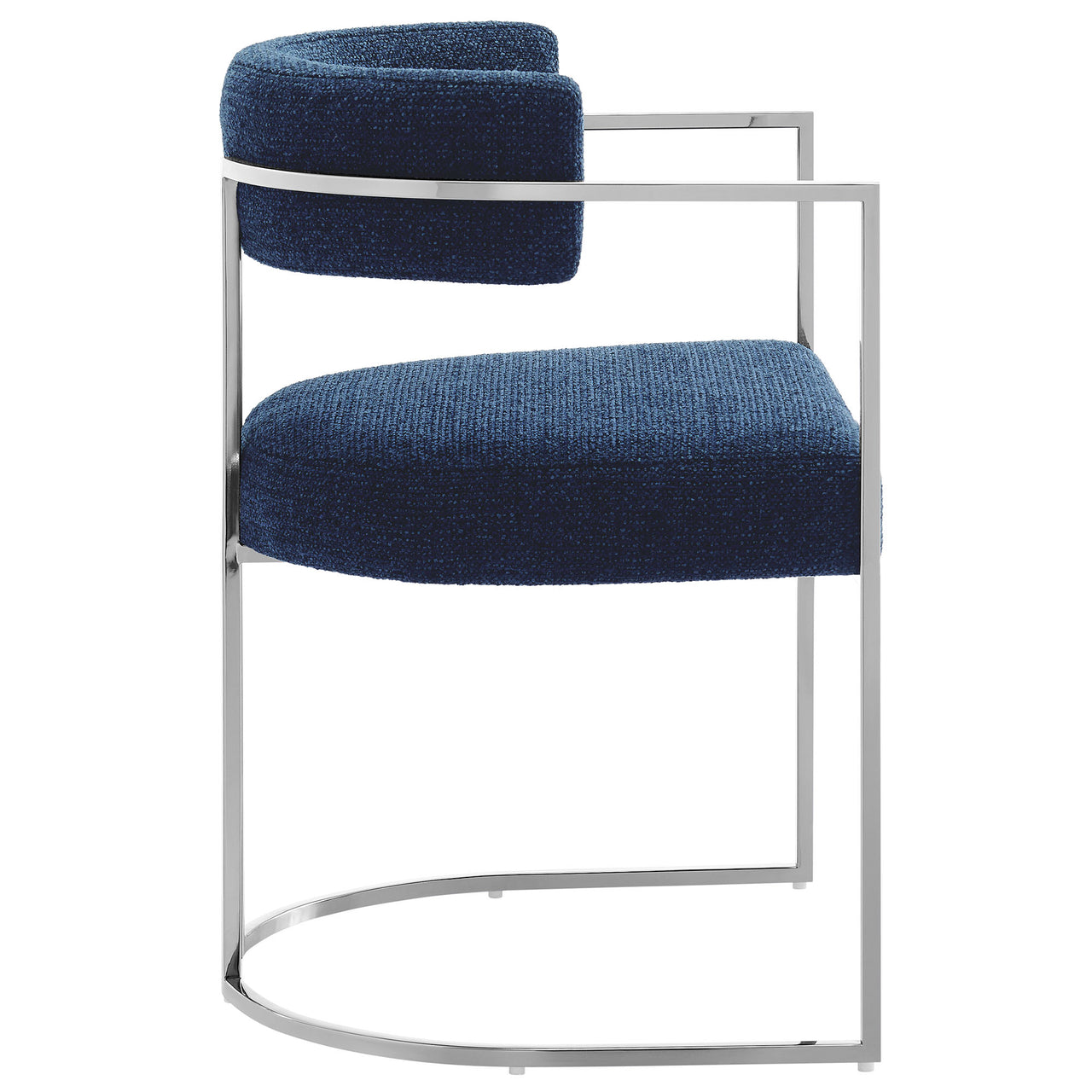 Olyra Fabric Dining Accent Chair, Silver & Navy