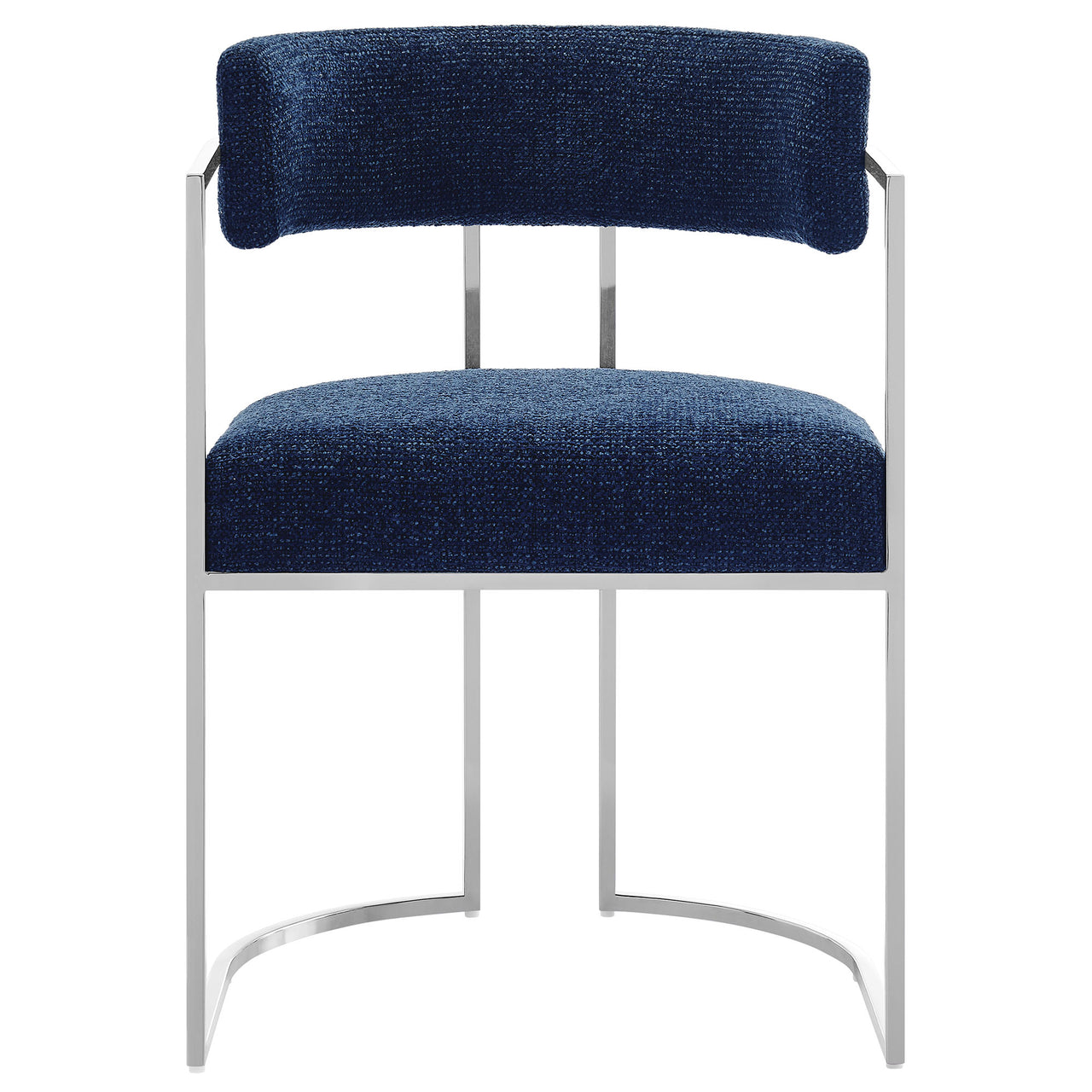 Olyra Fabric Dining Accent Chair, Silver & Navy