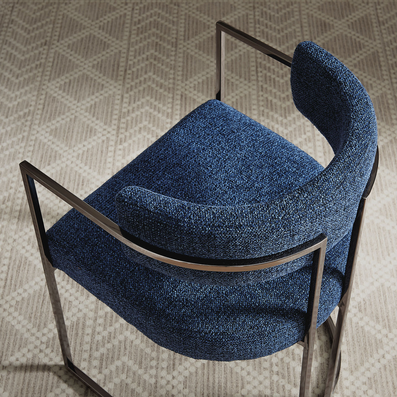 Olyra Fabric Dining Accent Chair, Silver & Navy