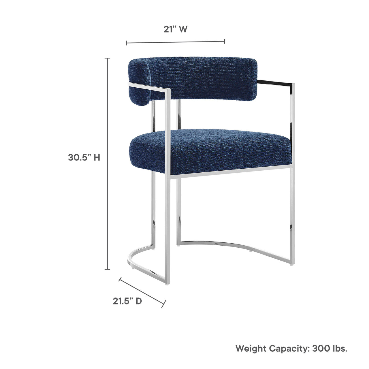 Olyra Fabric Dining Accent Chair, Silver & Navy