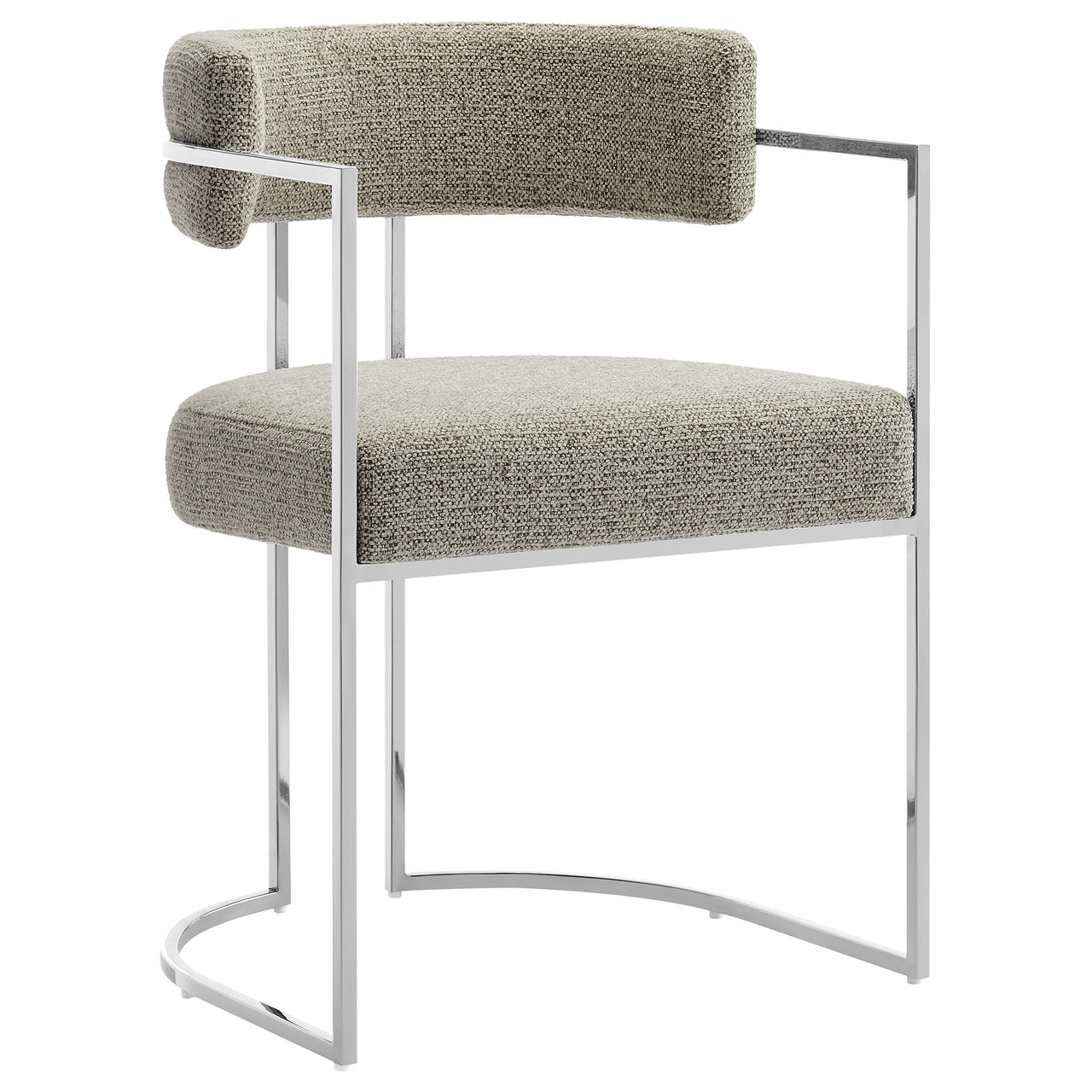 Olyra Fabric Dining Accent Chair, Silver & Light Gray