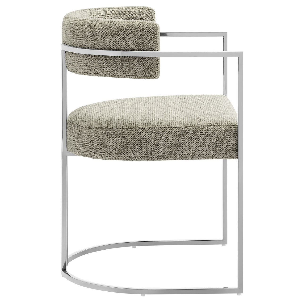 Olyra Fabric Dining Accent Chair, Silver & Light Gray