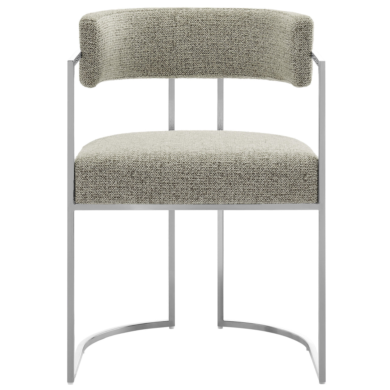 Olyra Fabric Dining Accent Chair, Silver & Light Gray