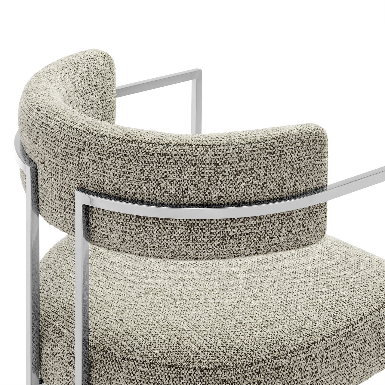 Olyra Fabric Dining Accent Chair, Silver & Light Gray