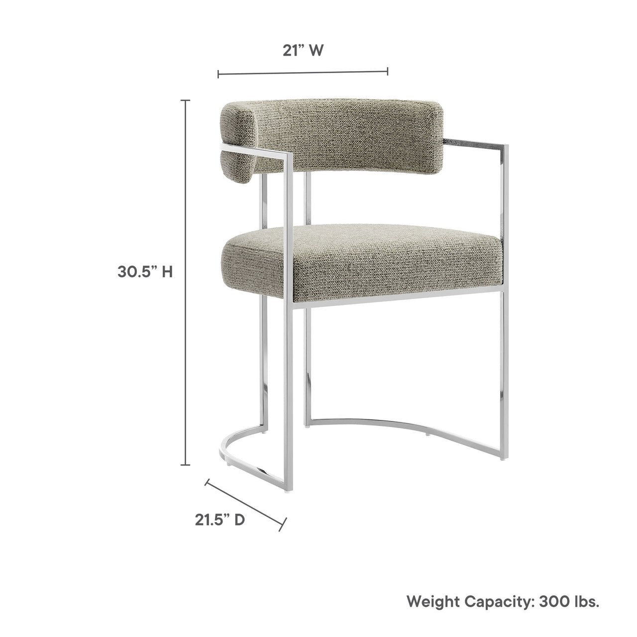 Olyra Fabric Dining Accent Chair, Silver & Light Gray
