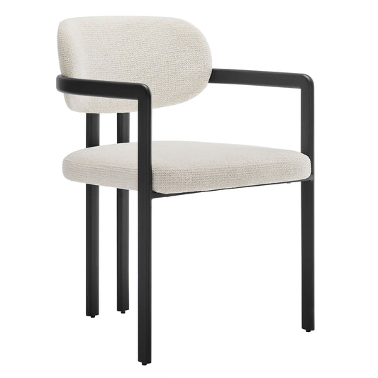 Elisa Fabric Dining Chair, Black & Cream