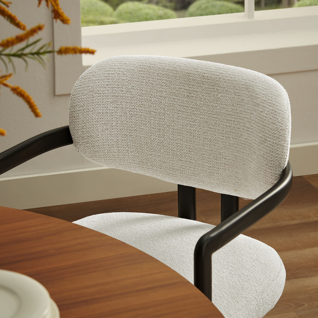 Elisa Fabric Dining Chair, Black & Cream