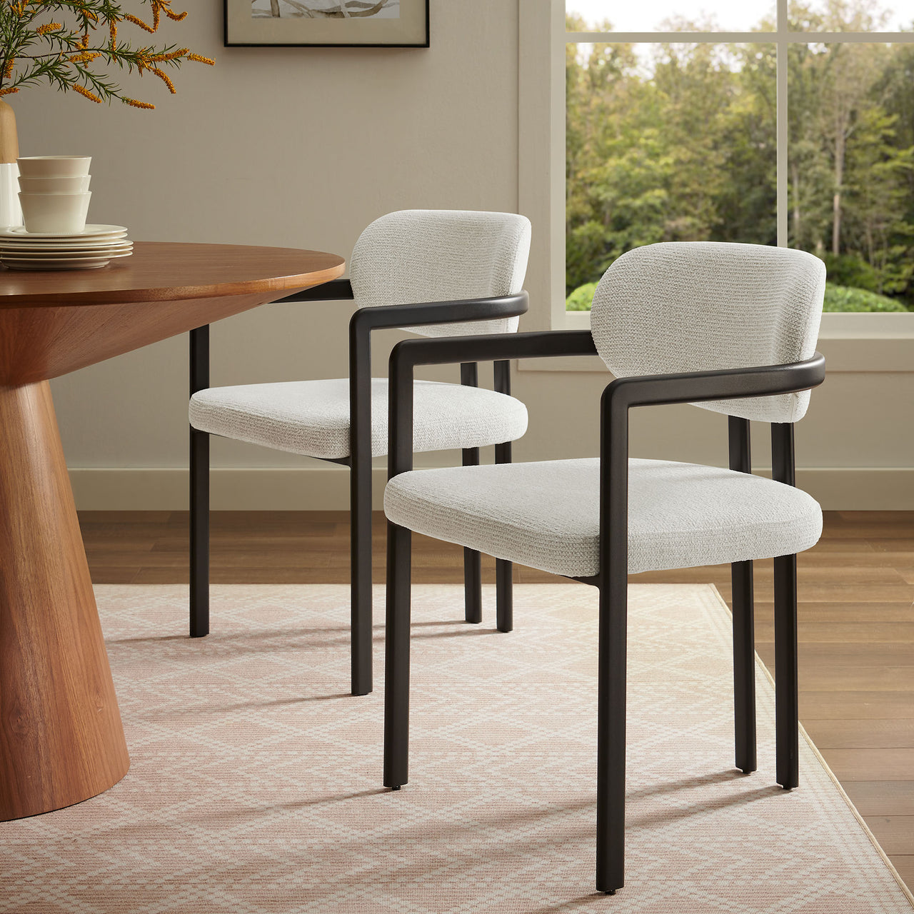 Elisa Fabric Dining Chair, Black & Cream
