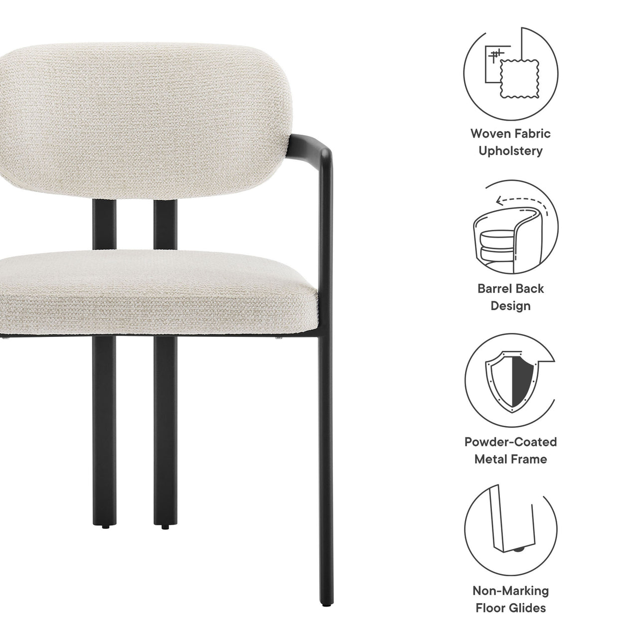 Elisa Fabric Dining Chair, Black & Cream