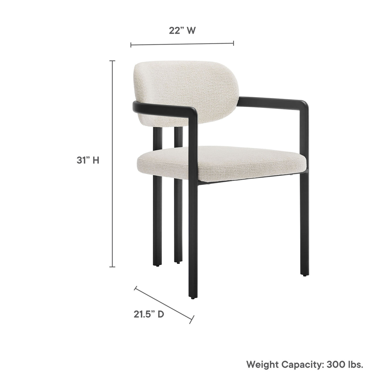 Elisa Fabric Dining Chair, Black & Cream