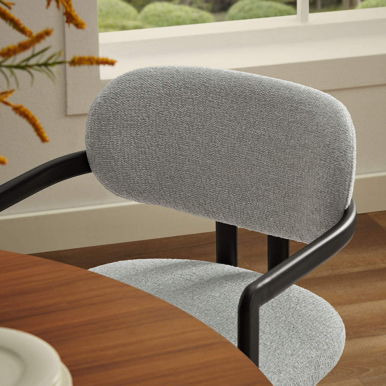 Elisa Fabric Dining Chair, Black & Light Gray