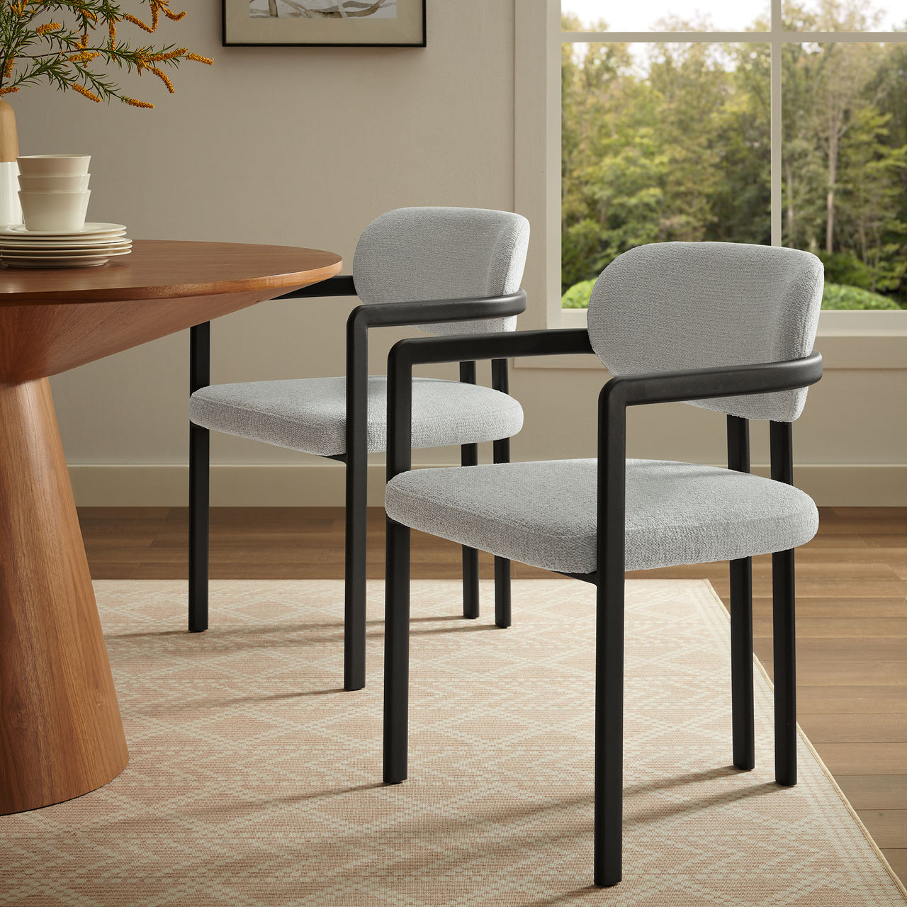Elisa Fabric Dining Chair, Black & Light Gray