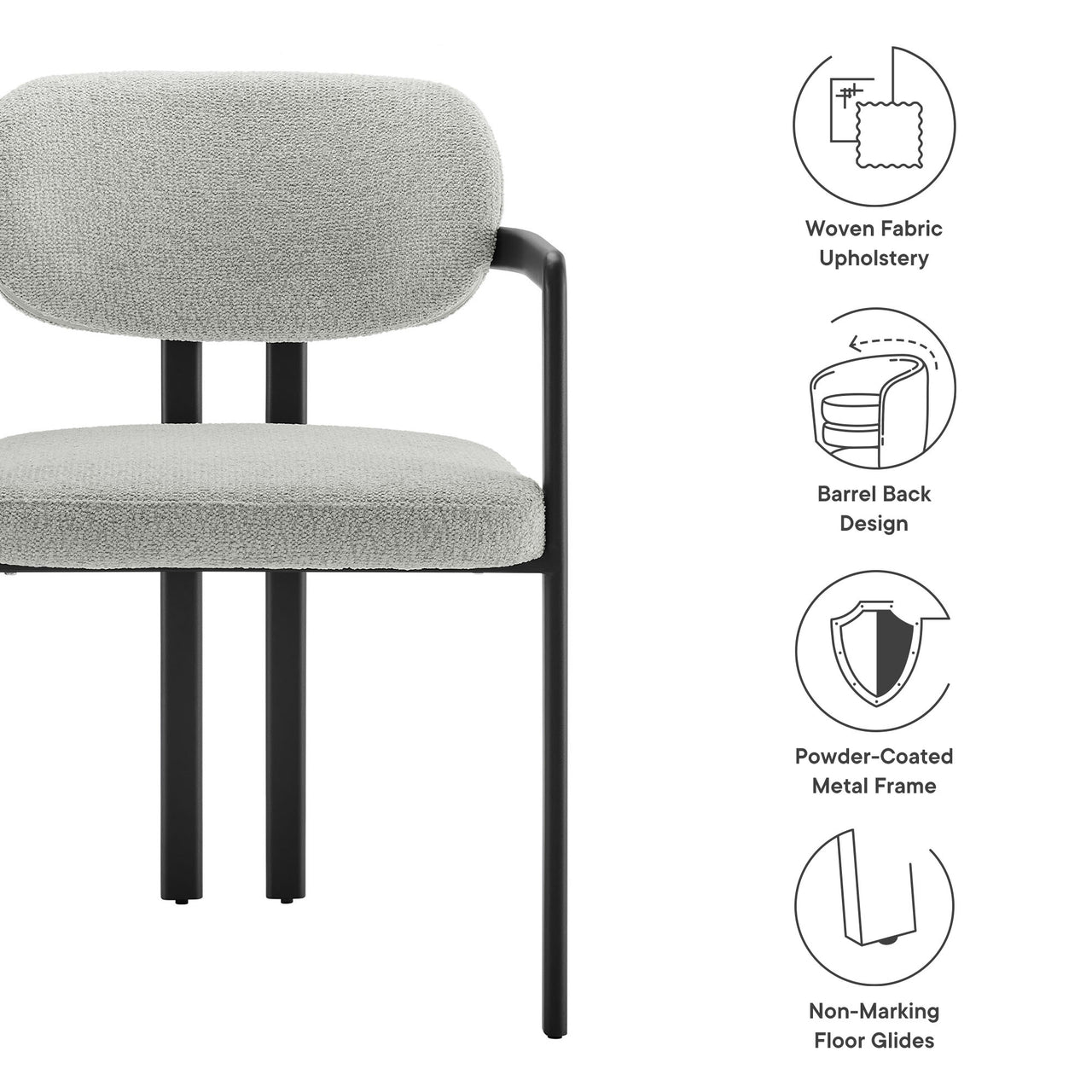 Elisa Fabric Dining Chair, Black & Light Gray