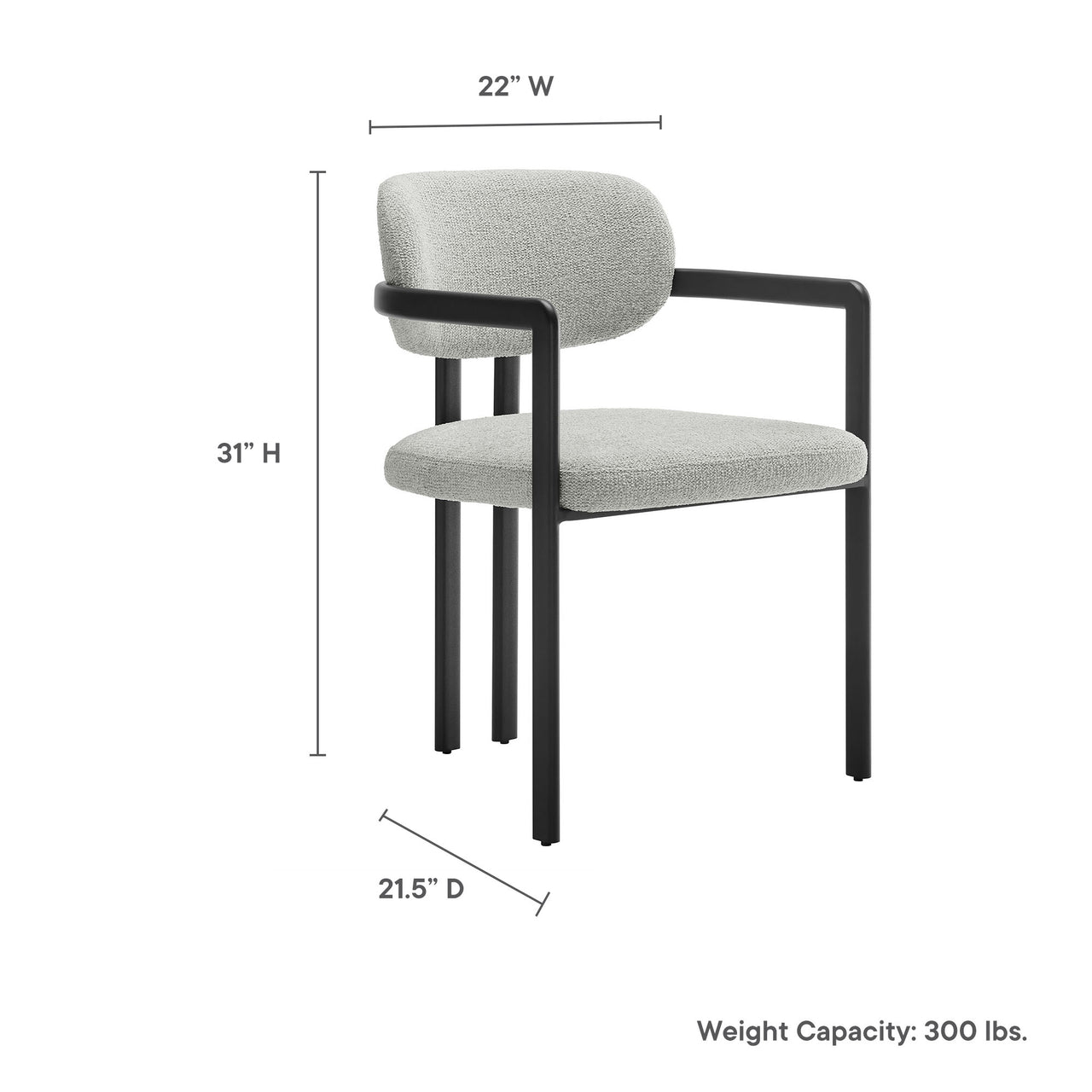 Elisa Fabric Dining Chair, Black & Light Gray