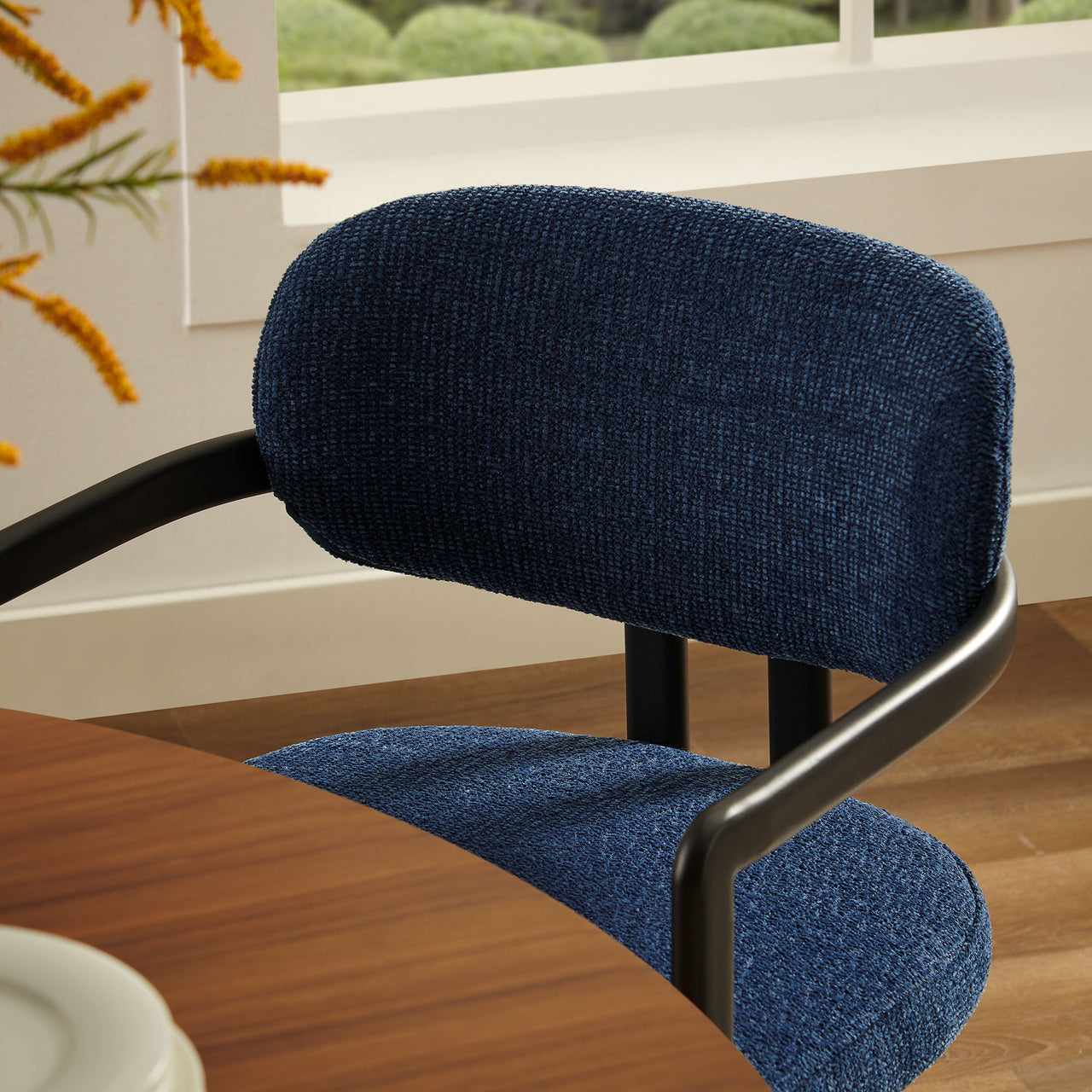 Elisa Fabric Dining Chair, Black & Navy