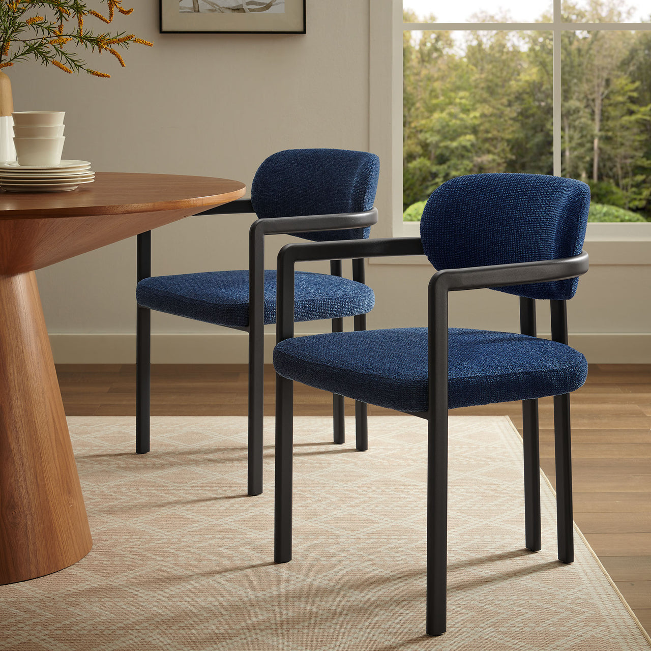 Elisa Fabric Dining Chair, Black & Navy