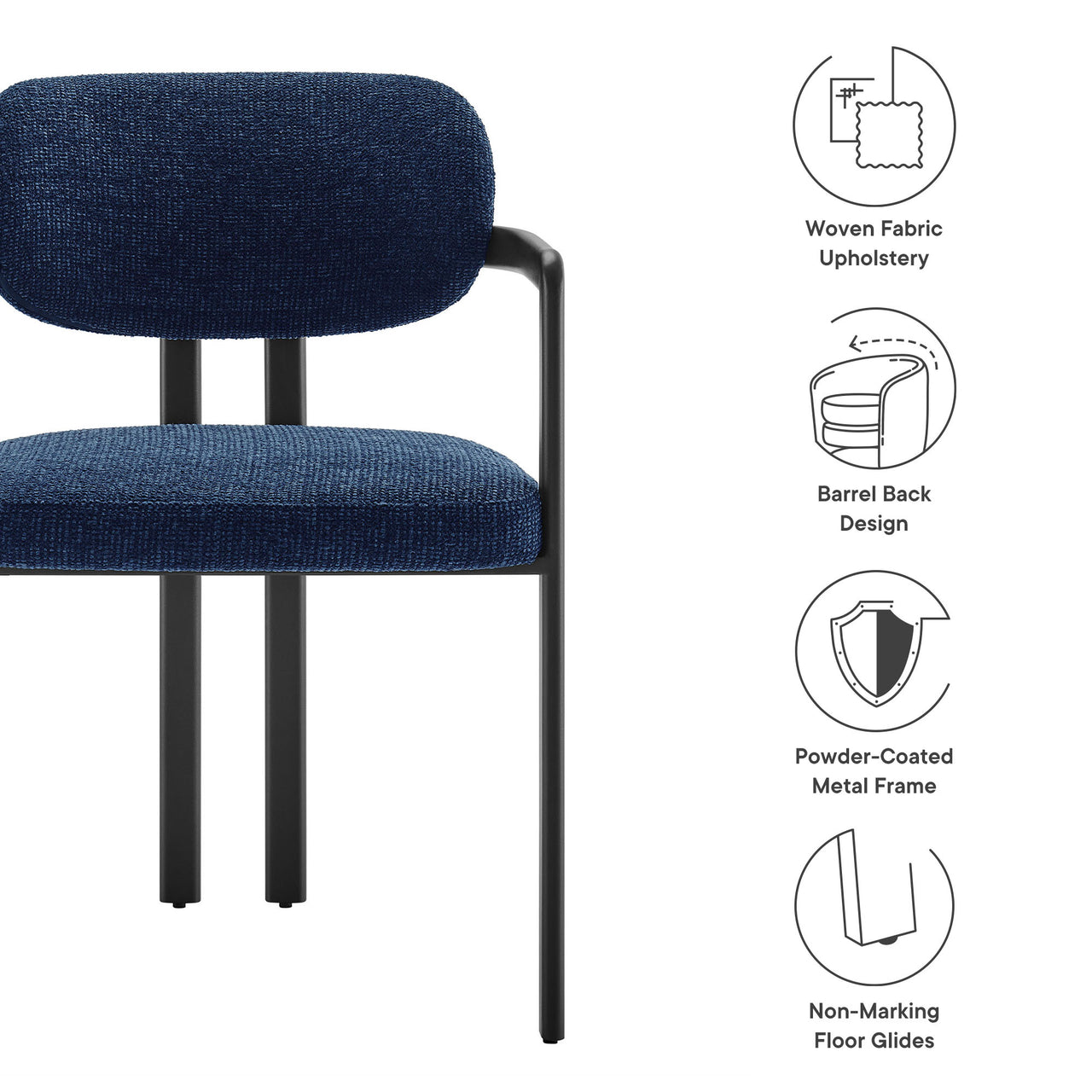 Elisa Fabric Dining Chair, Black & Navy