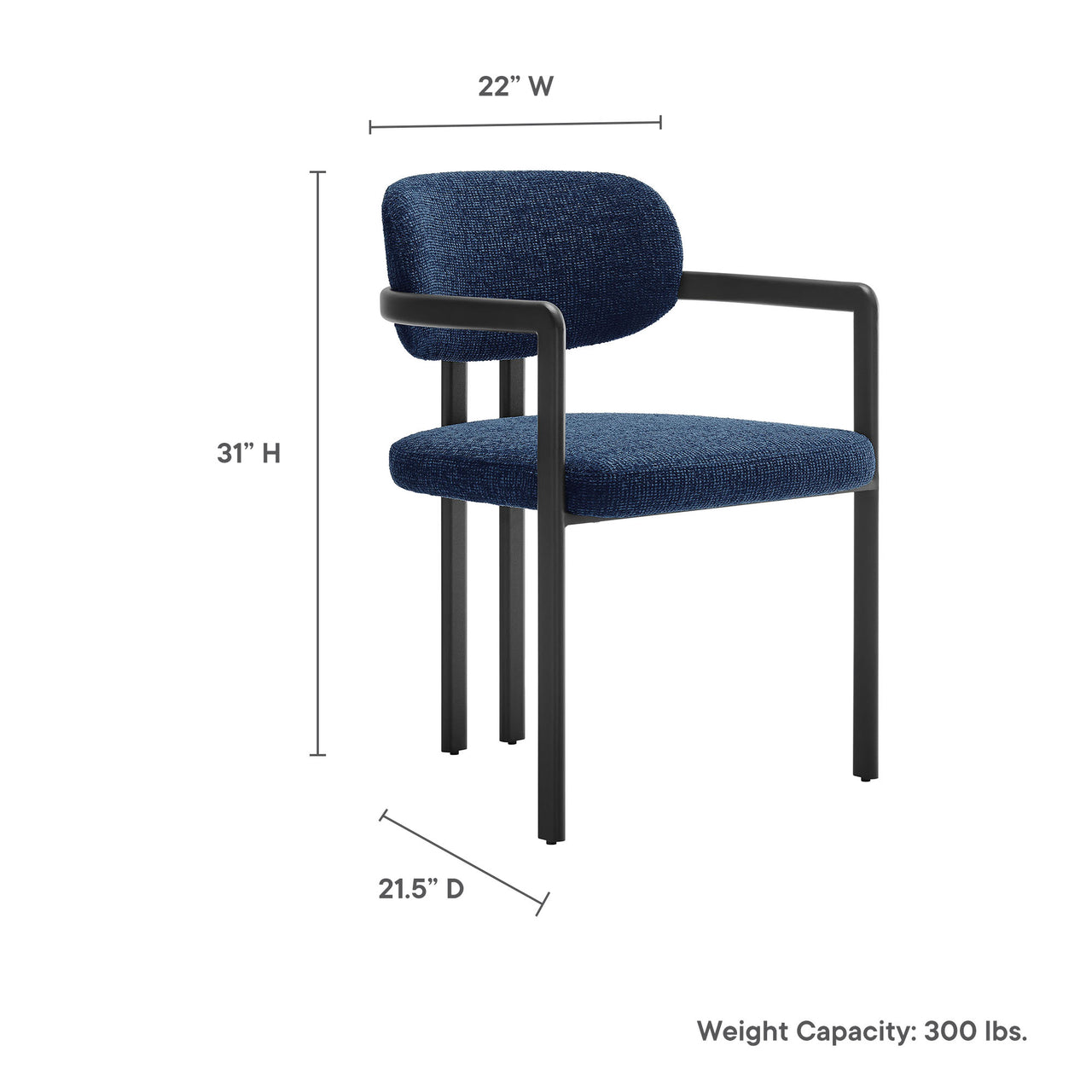 Elisa Fabric Dining Chair, Black & Navy