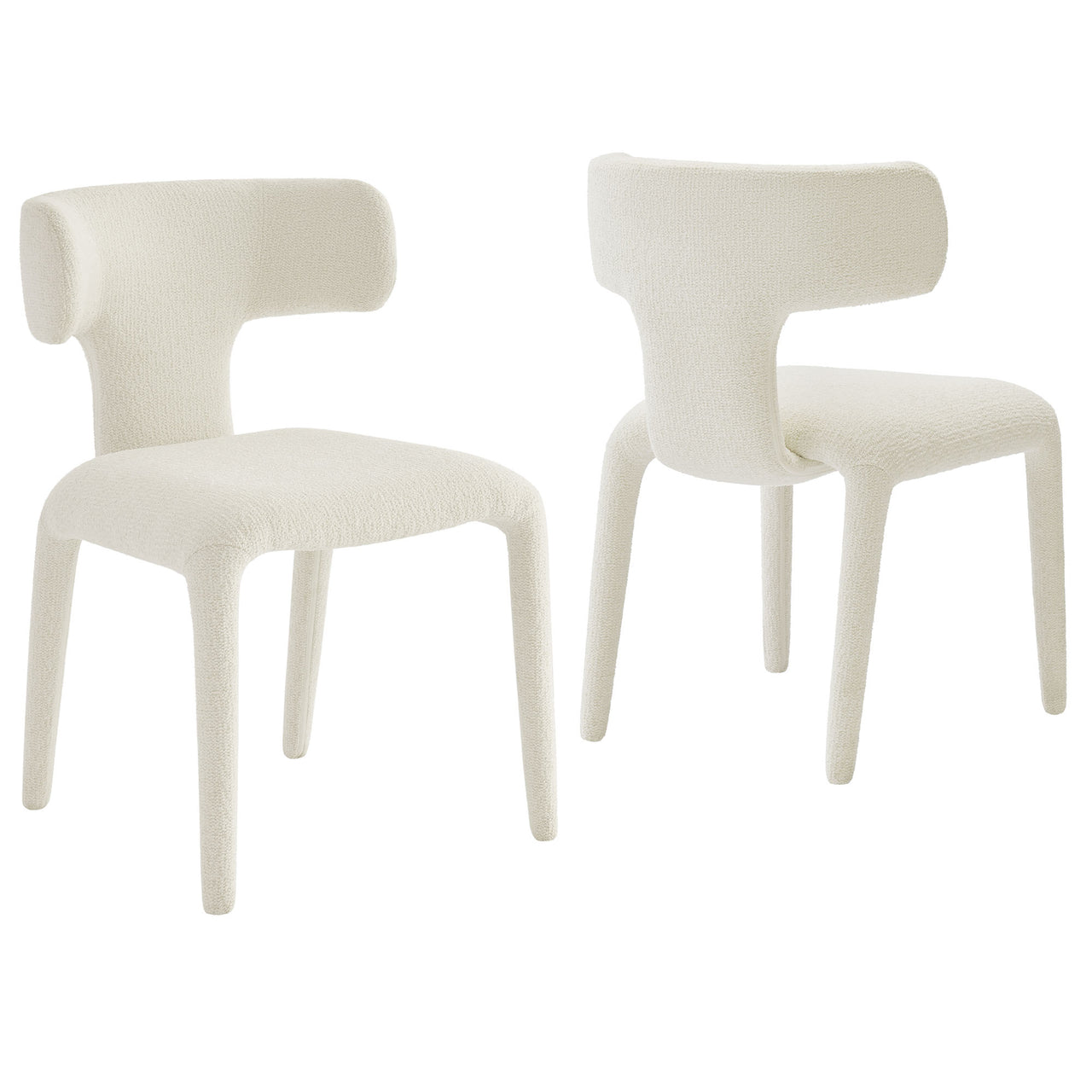 Thalienne Boucle Dining Chair Set of 2, Cream