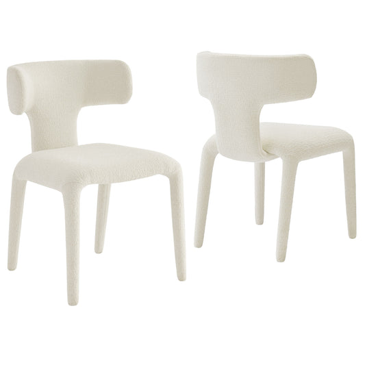 Thalienne Boucle Dining Chair Set of 2, Cream