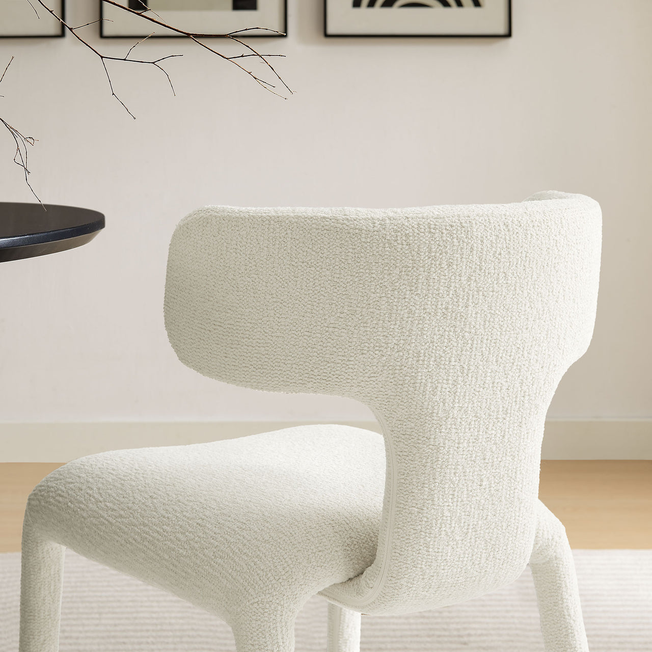 Thalienne Boucle Dining Chair Set of 2, Cream