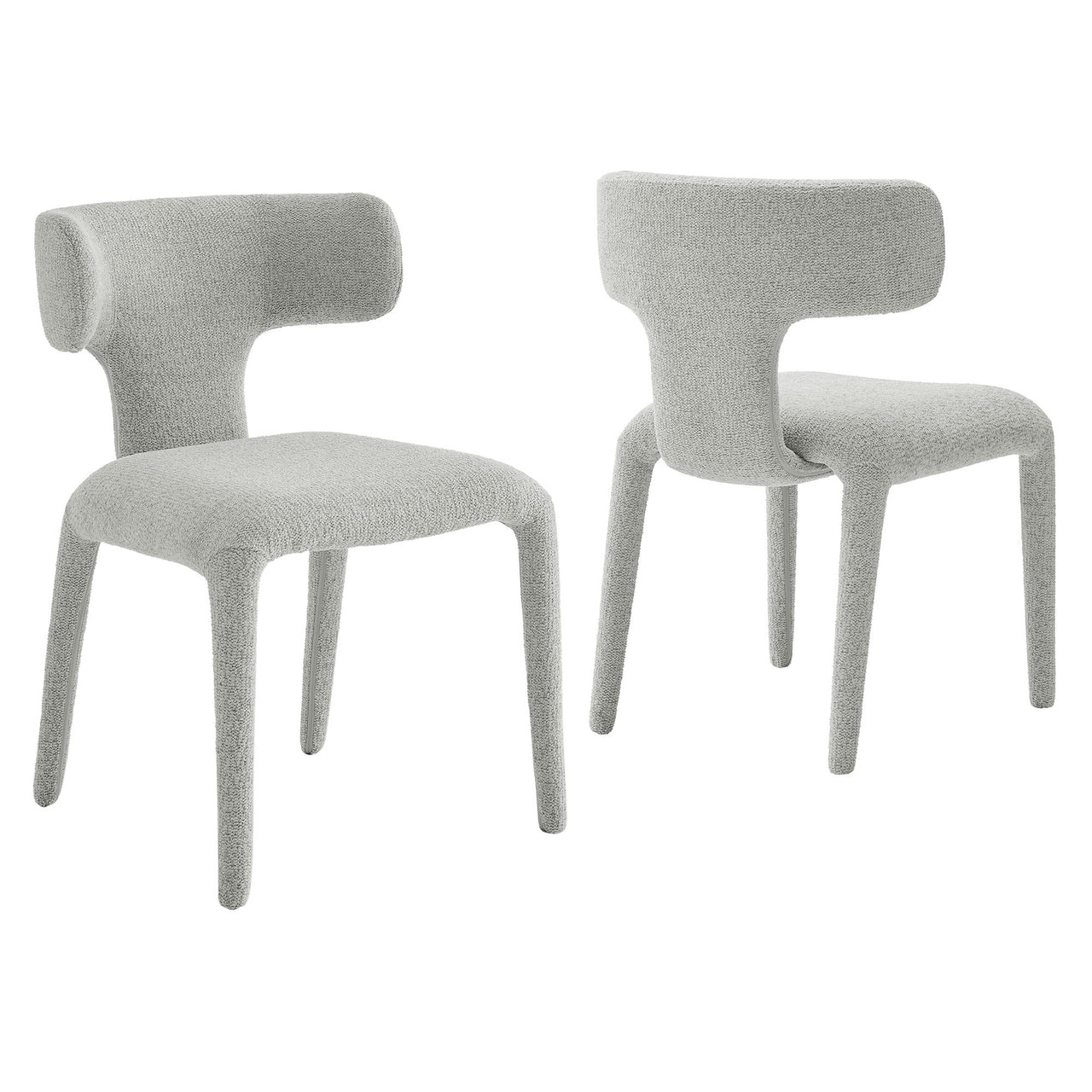 Thalienne Boucle Dining Chair Set of 2, Light Gray