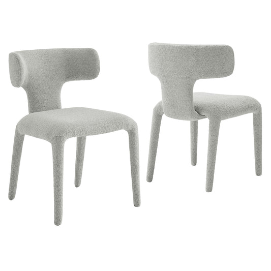 Thalienne Boucle Dining Chair Set of 2, Light Gray